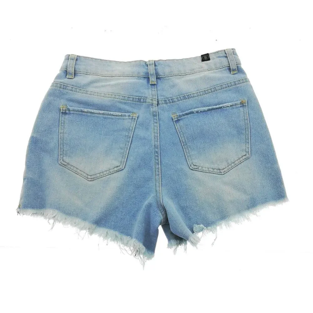 Elevate Blue Frayed Hem Jean Shorts - Women's Size 5/27 - Chic Summer Stylish - Picture 5 of 5